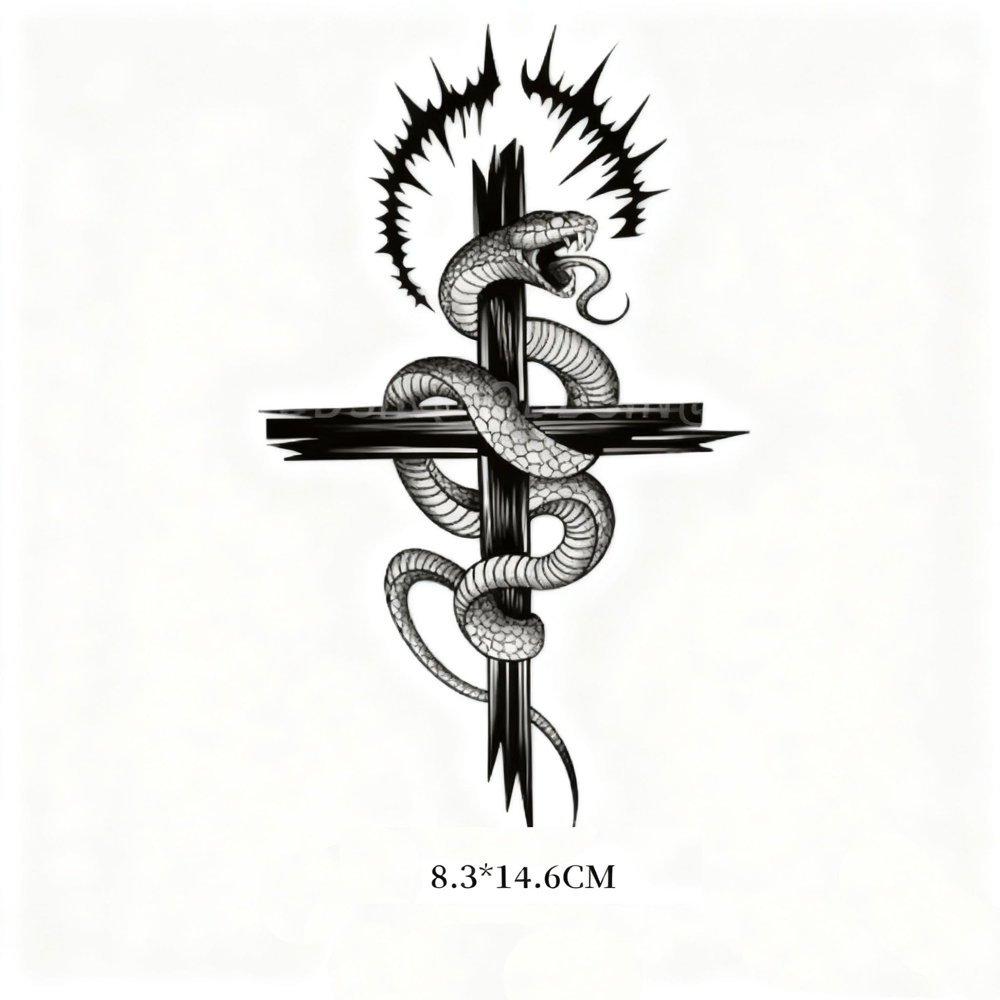 Herbal Ink Serpent Cross Tattoo Sticker