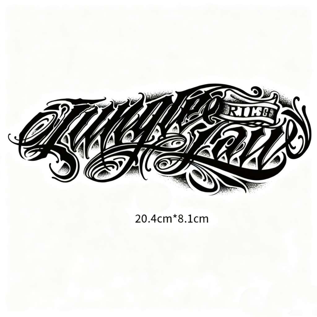 Herbal Ink Calligraphy-Style Tattoo Sticker