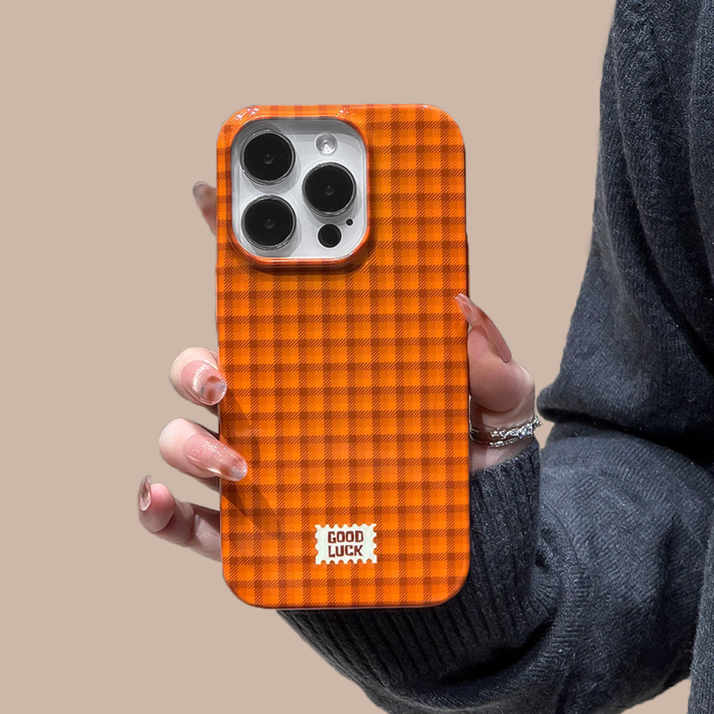 Orange Checkered Large-Hole iPhone Case