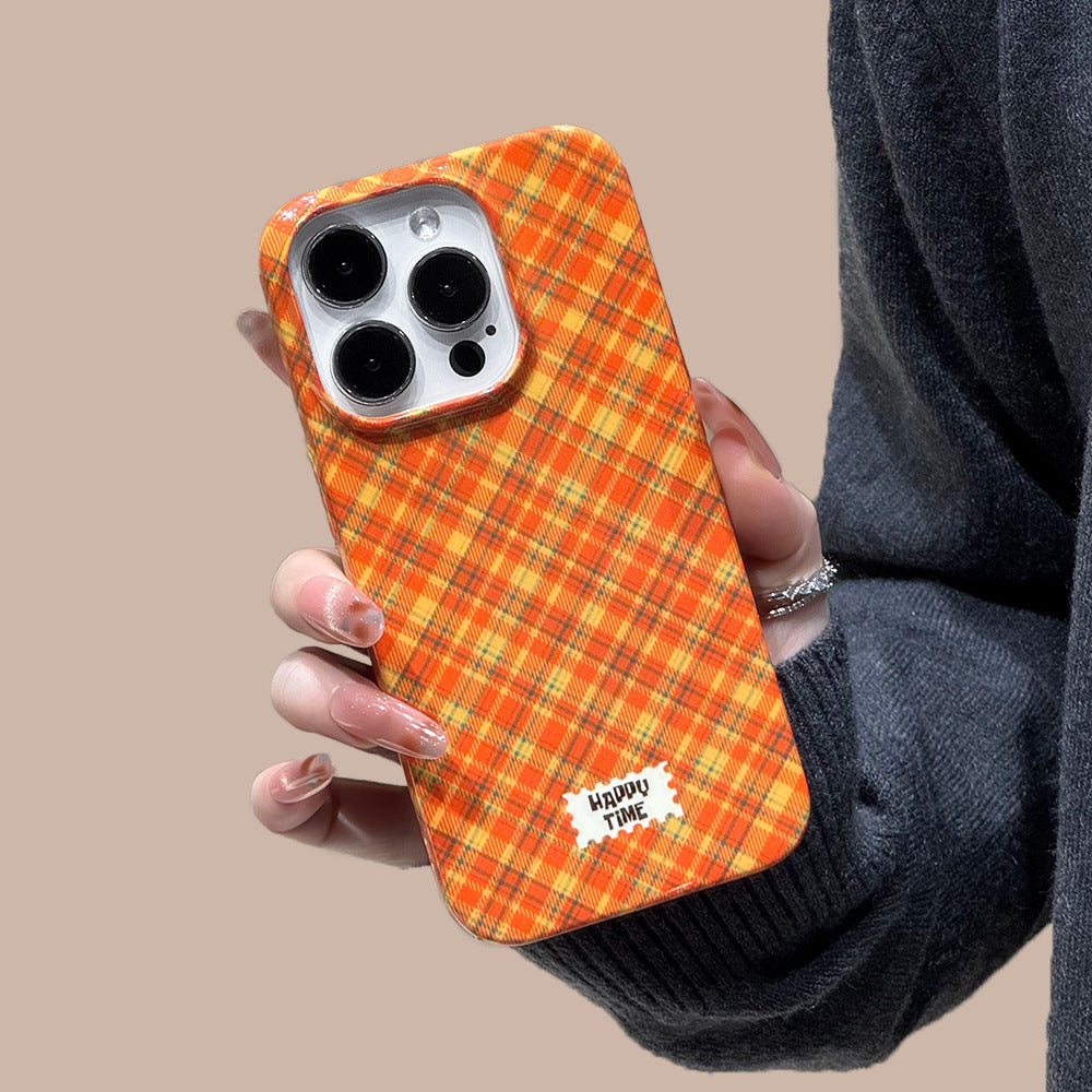 Orange Checkered Large-Hole iPhone Case