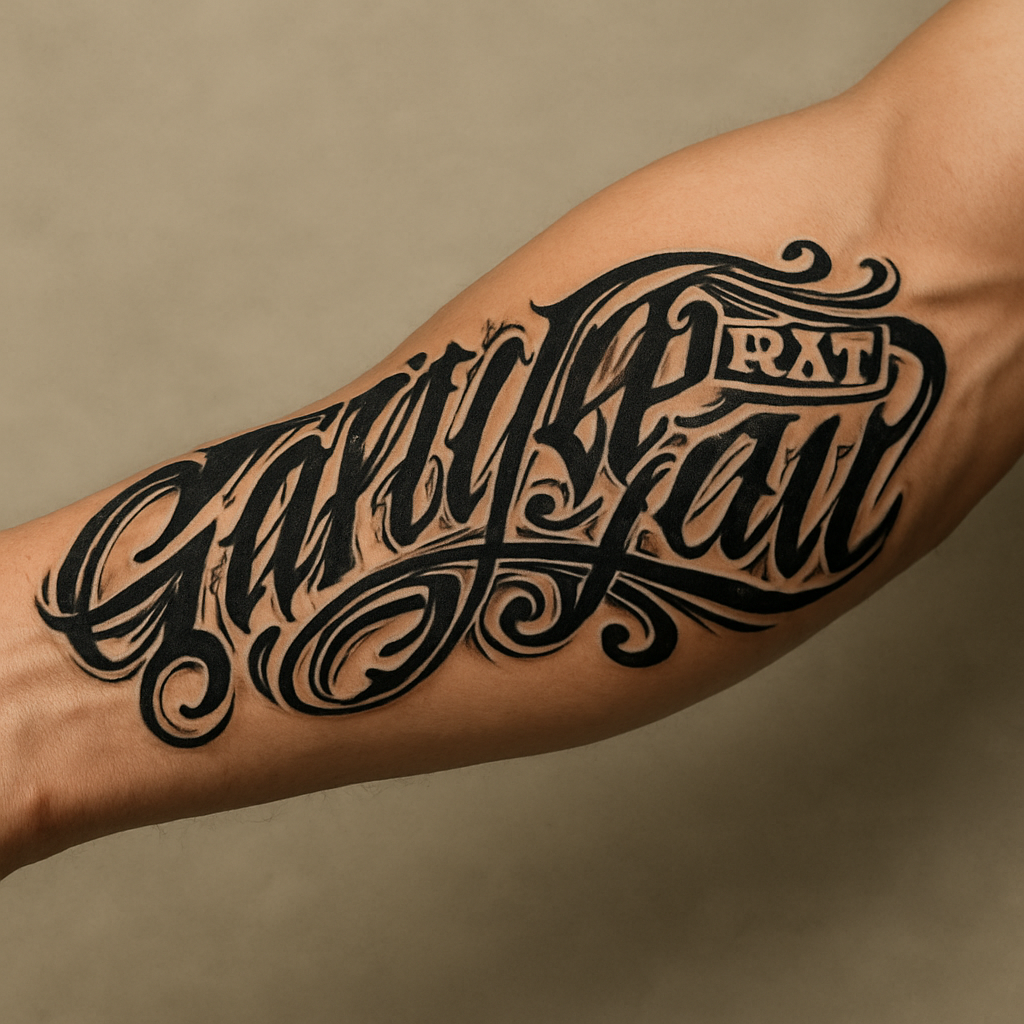 Herbal Ink Calligraphy-Style Tattoo Sticker
