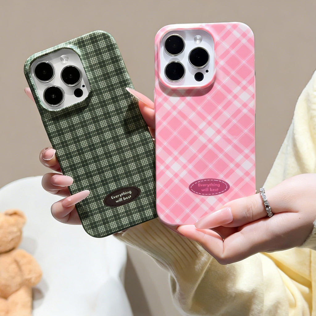 INS-Style Checkered Shockproof Phone Case for iPhone